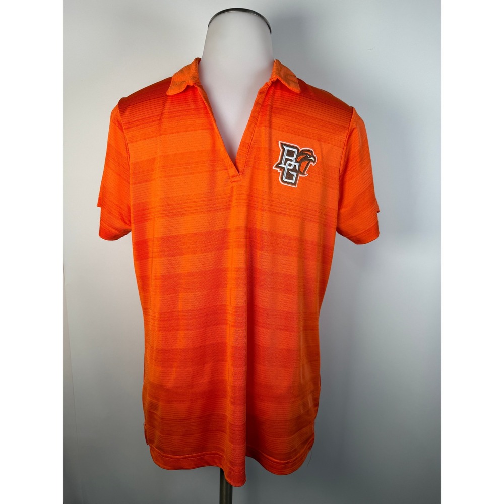 Antigua Bowling Green Falcons BGSU Polo Shirt Womens Large Orange V-Neck Golf